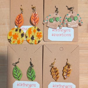 Handmade Fall Leaf Earrings | Hypoallergenic Clay Jewelry