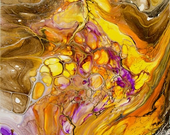 Abstract Painting- Yellow, Purple, Orange, Brown
