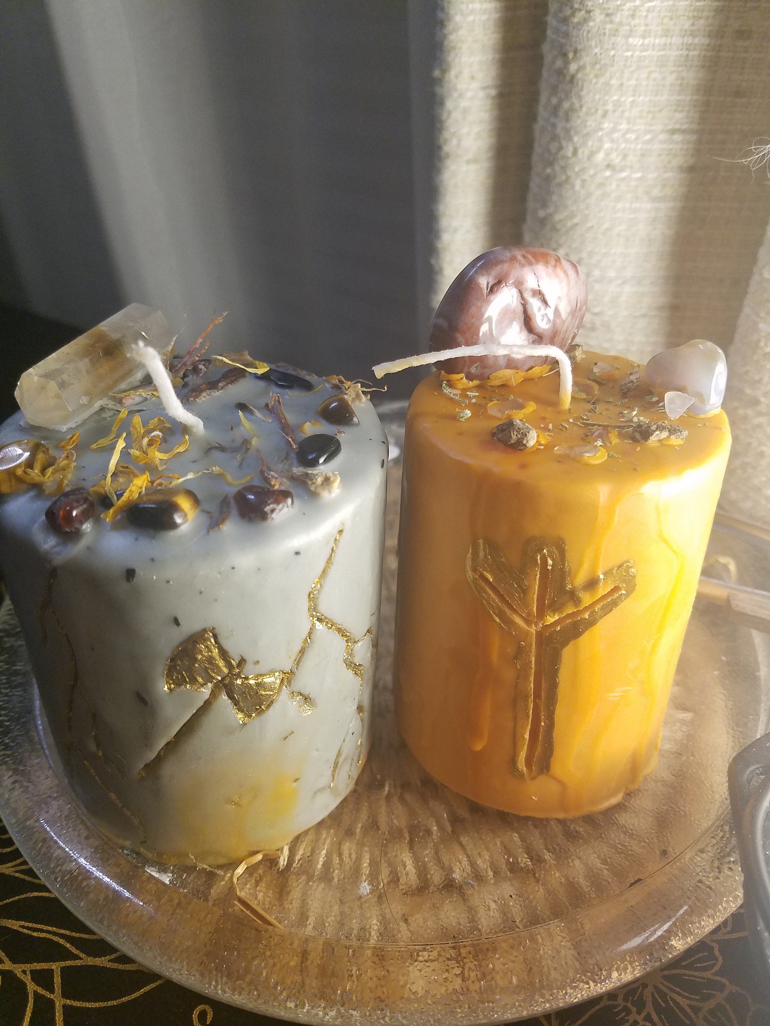 Custom Deity Candles with stones crystals and herbs Etsy