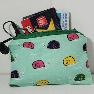 Cotton Wallet / Coin Purse - Colorful Snail Print
