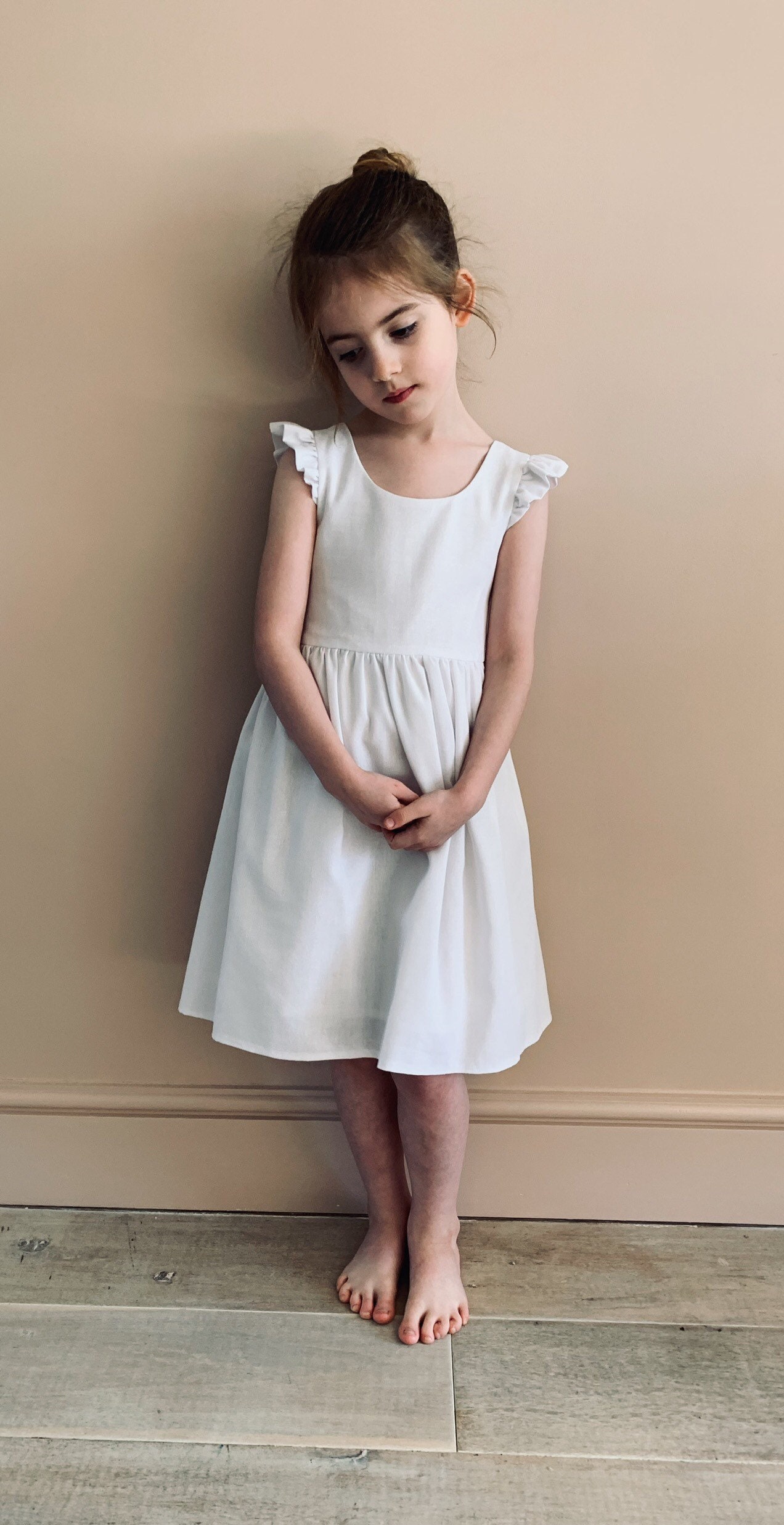 Simple white top dress for kids