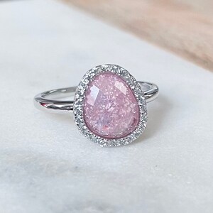 Pink Ice Galaxy offset ovale schulpzetting statement ring
