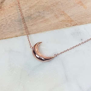 Stackable Dainty Half Moon Rose Gold Necklace
