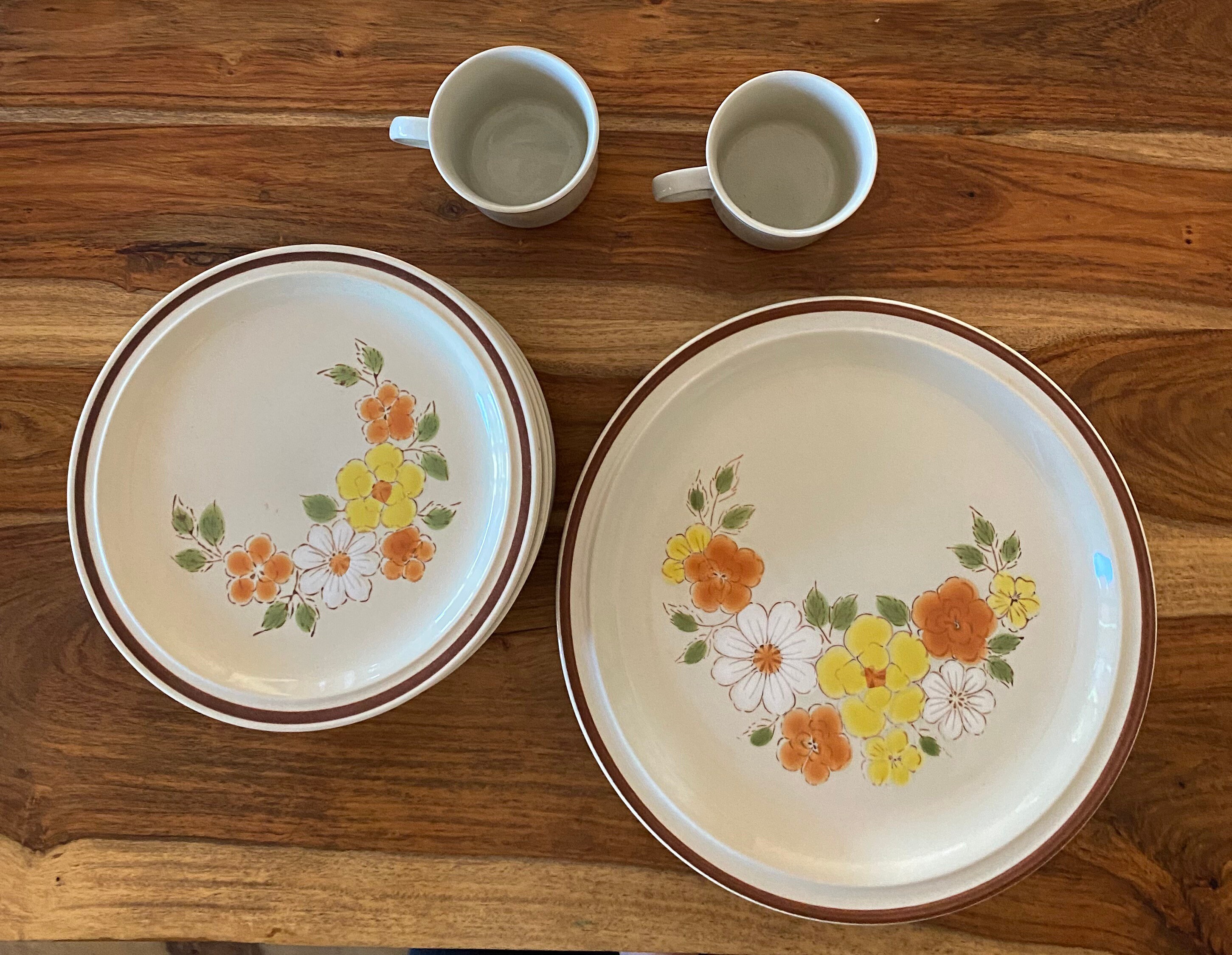 Vintage Flower Garden Hand Painted Stoneware Interfur Etsy