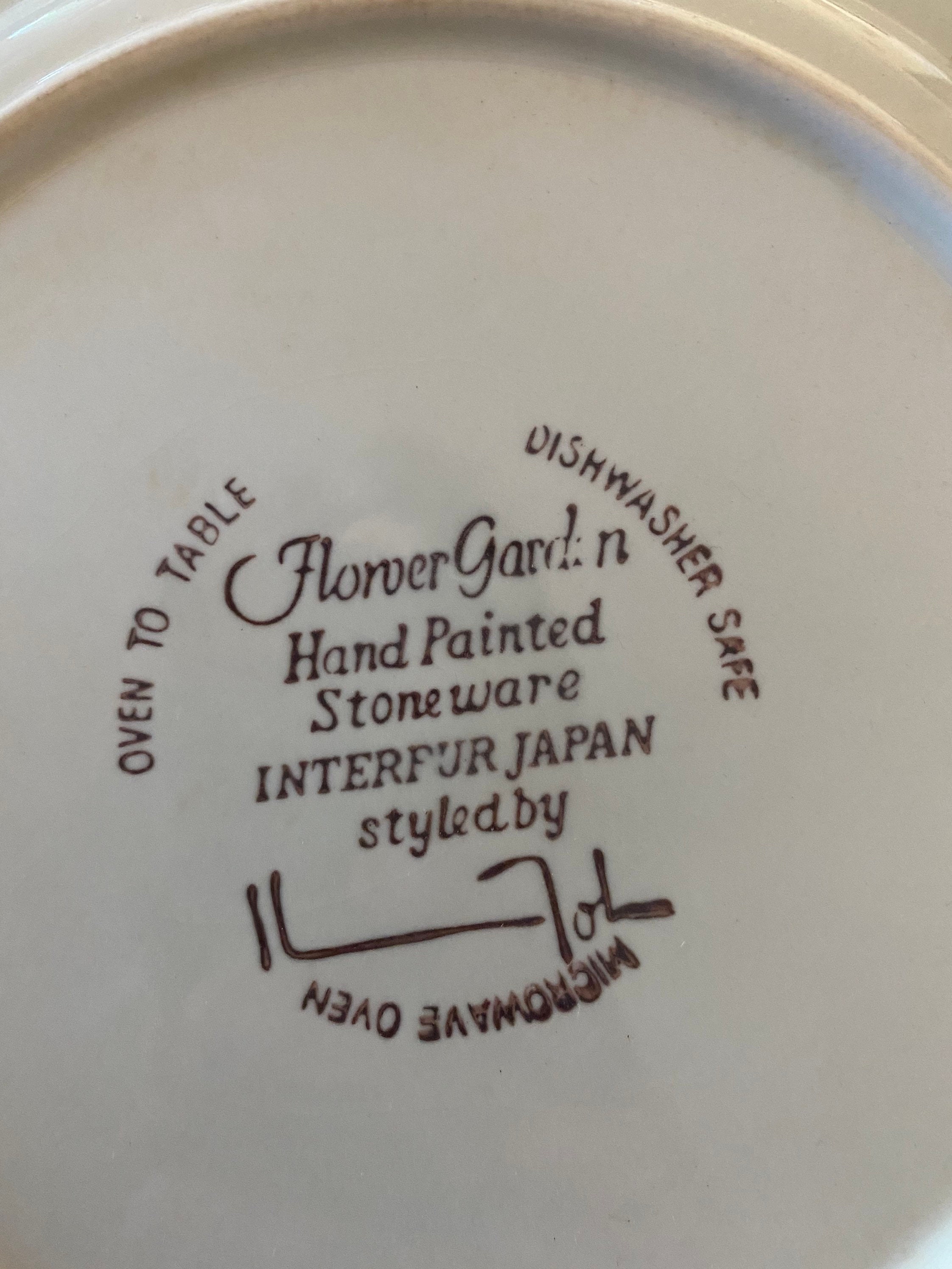 Vintage Flower Garden Hand Painted Stoneware Interfur Etsy