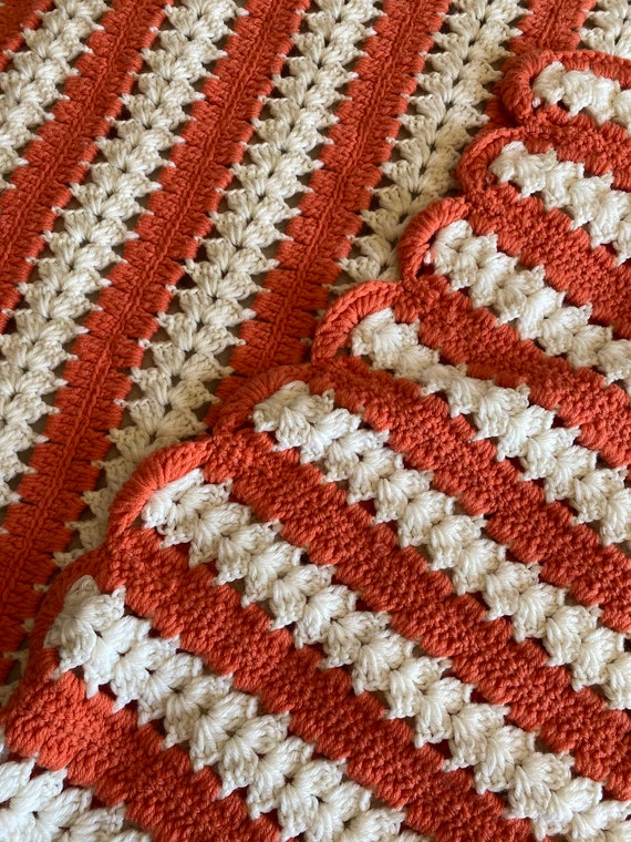 Vintage Handmade Crochet Afghan Blanket 53 X 70 Etsy