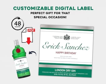 Personalised Gin Digital Label - *DIGITAL* LABEL ONLY - Any Name and Short Message