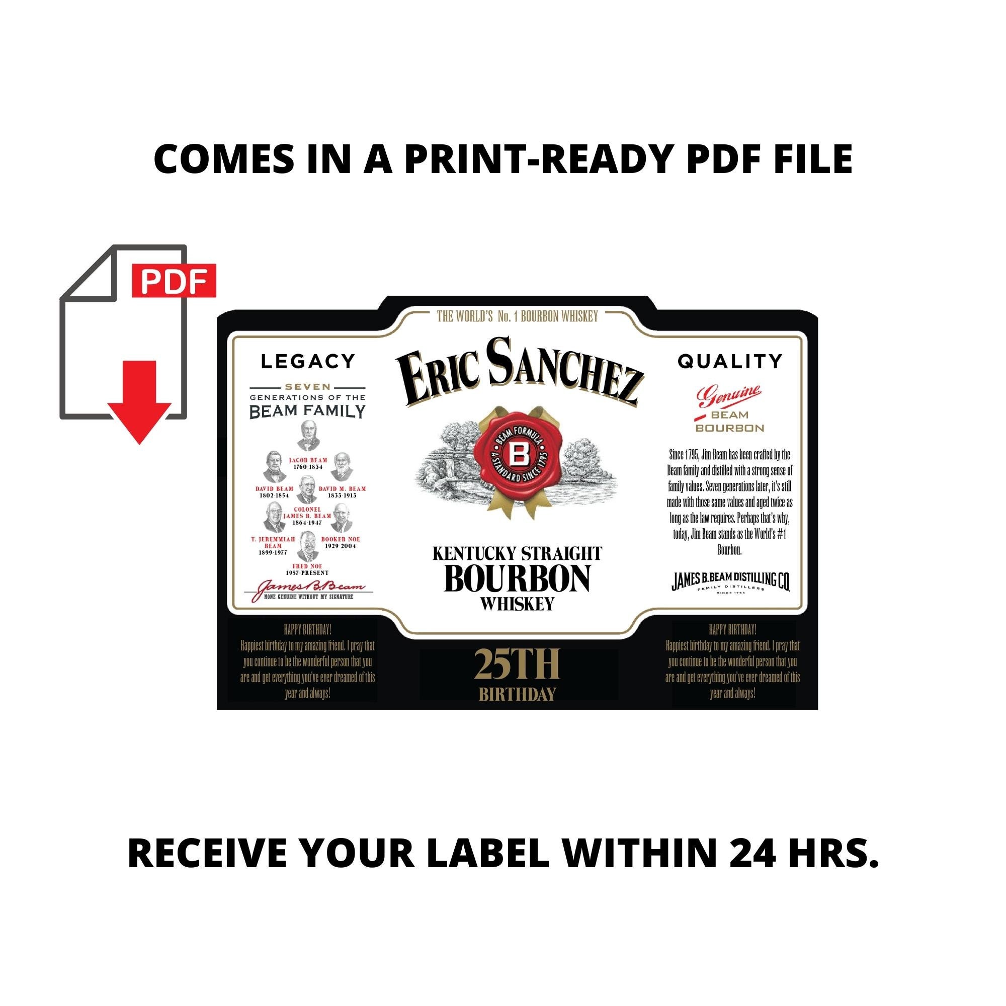 Personalised Jim Beam Digital Label Detailed Version - Etsy Australia