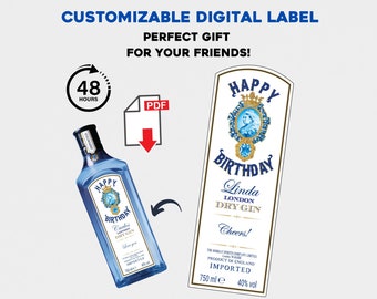 Personalisiertes Gin Digital Label - * DIGITAL * LABEL ONLY - Jeder Name und eine kurze Nachricht