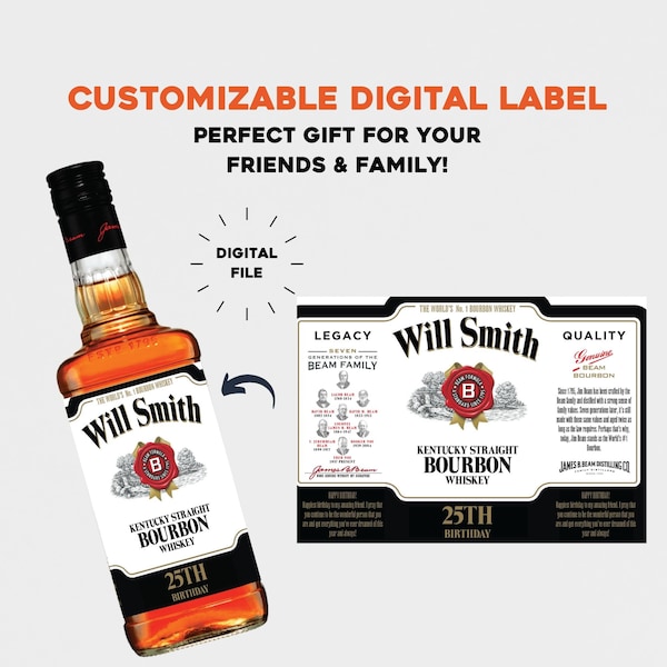 Etiqueta digital de whisky personalizada versión detallada - *DIGITAL* ETIQUETA SOLAMENTE - Cualquier nombre, mensaje