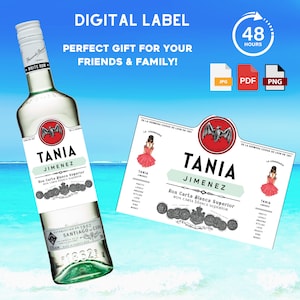 Rum Label Fits Barcardi Bottle - *DIGITAL* LABEL ONLY -