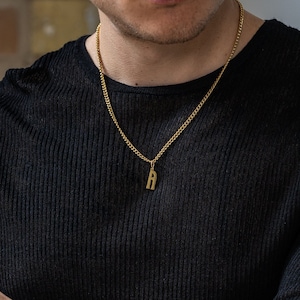 Initial Buchstabe Halskette mit Anhänger in Gold aus Edelstahl und 18k Gold - Letter Couple Necklace Gift - Necklace for Men by UNSHINEBAR