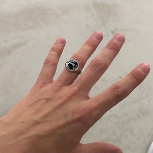 Bague Terre en acier inoxydable 316L - Bague globe argentée - Bijoux unisexes streetwear - Chevalière carte du monde pour homme et femme par UNSHINEBAR