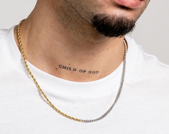 Cuban Link Rope Bicolor Chain 3.5mm - crafted from 316L Stainless Steel and 18k Gold - Necklace for Men and Women by UNSHINEBAR
