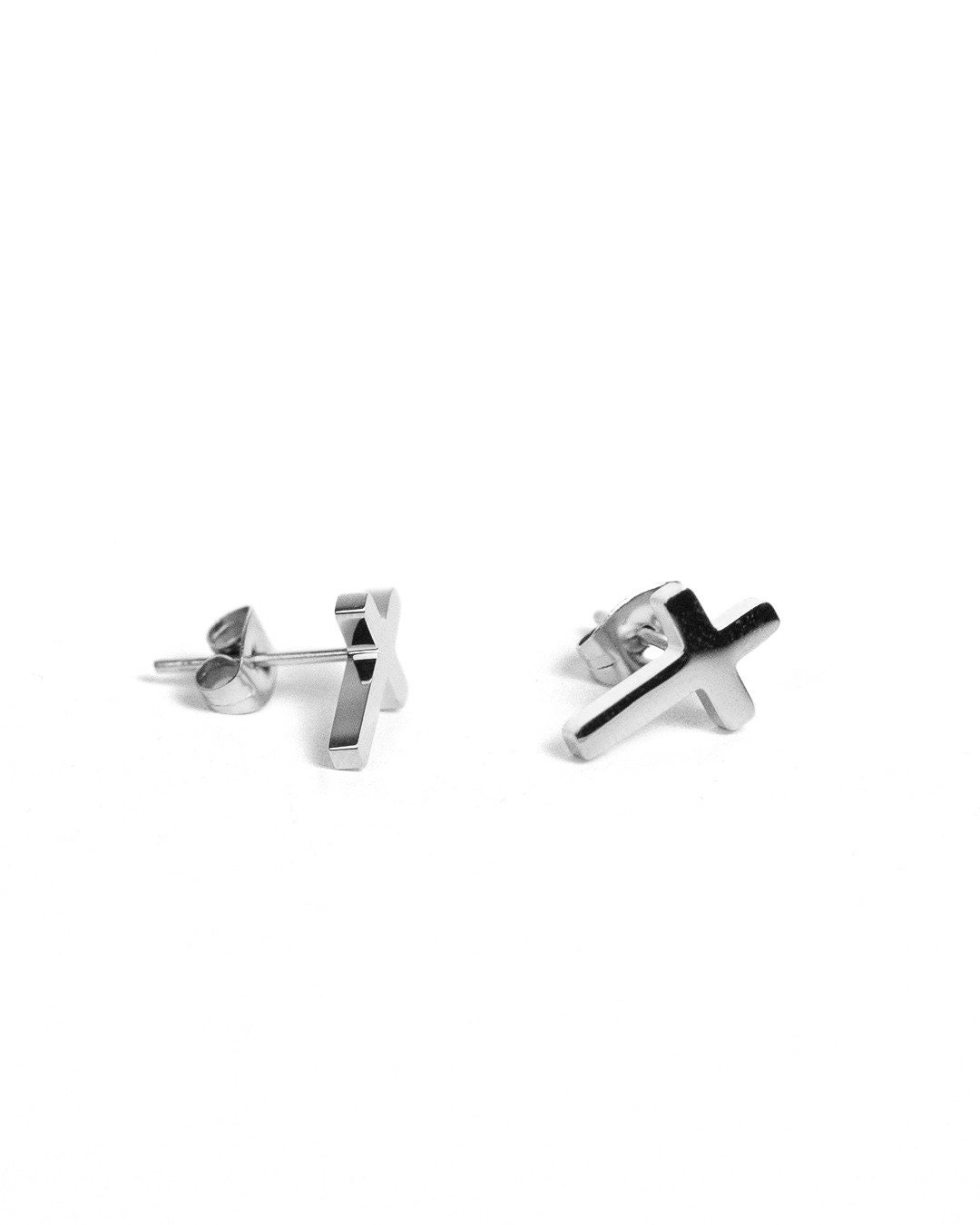 ピアス Luxury Street Wear ICE Cross L Earrings jewelry unisexual Luxury Punk Cross Earrings for Men Iced Out Zirconia Hiphop