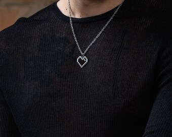[MARGESHERWOOD] PIXEL HEART NECKLACE ★大人気★ Articulated Pixel Heart Necklace – A Unique 3D-Printed Gift