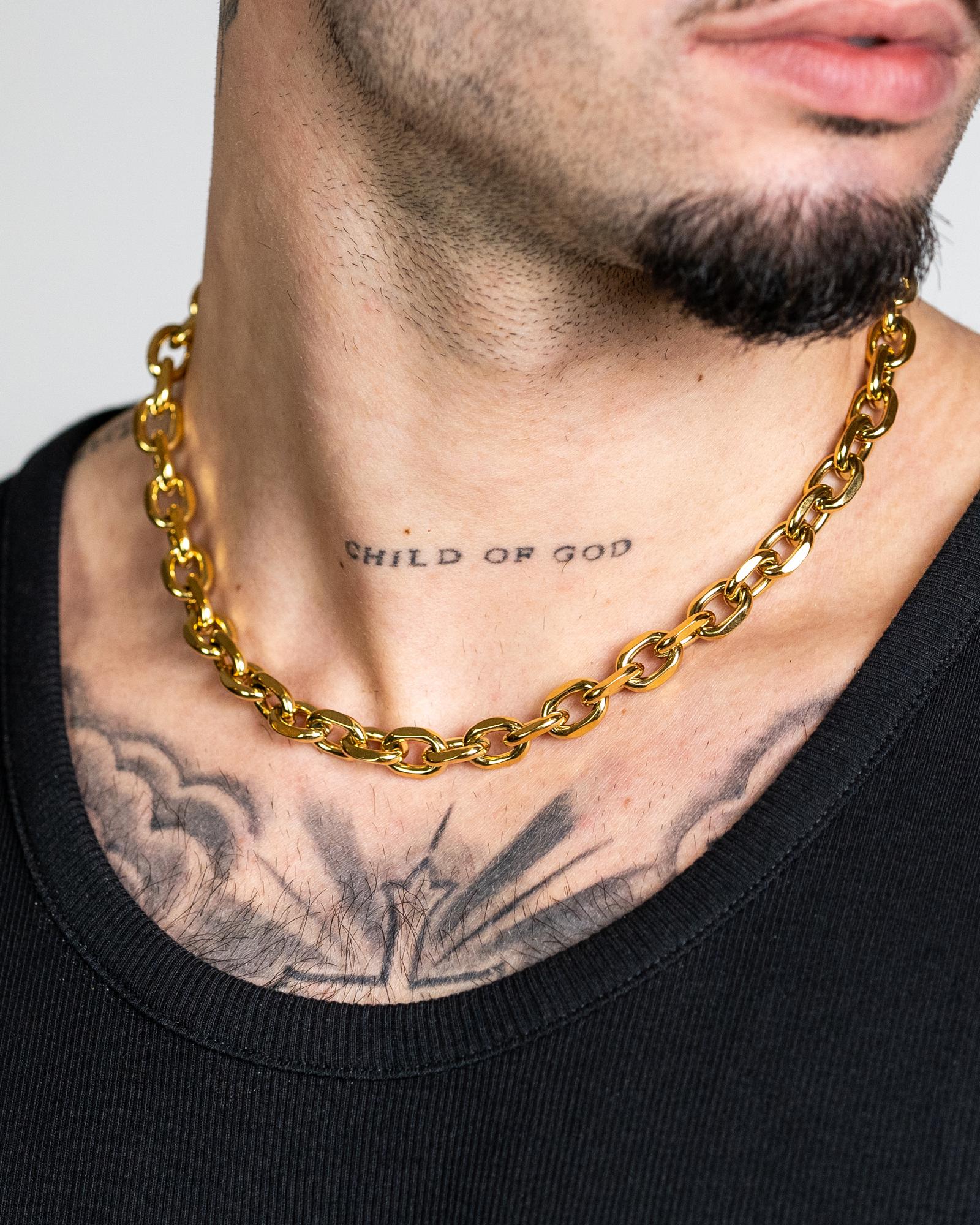 18k Gold Heavy Cable Chain 10mm - Crafted From Steel and 18k