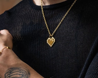 Pixel Heart Necklace With Pendant - Crafted From 316L