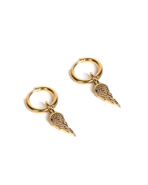 Ensemble Boucles D'oreilles + Pendentif Cerceau - Acier Inoxydable Plaqué Or 18 Carats - Neuf Avec étiquettes