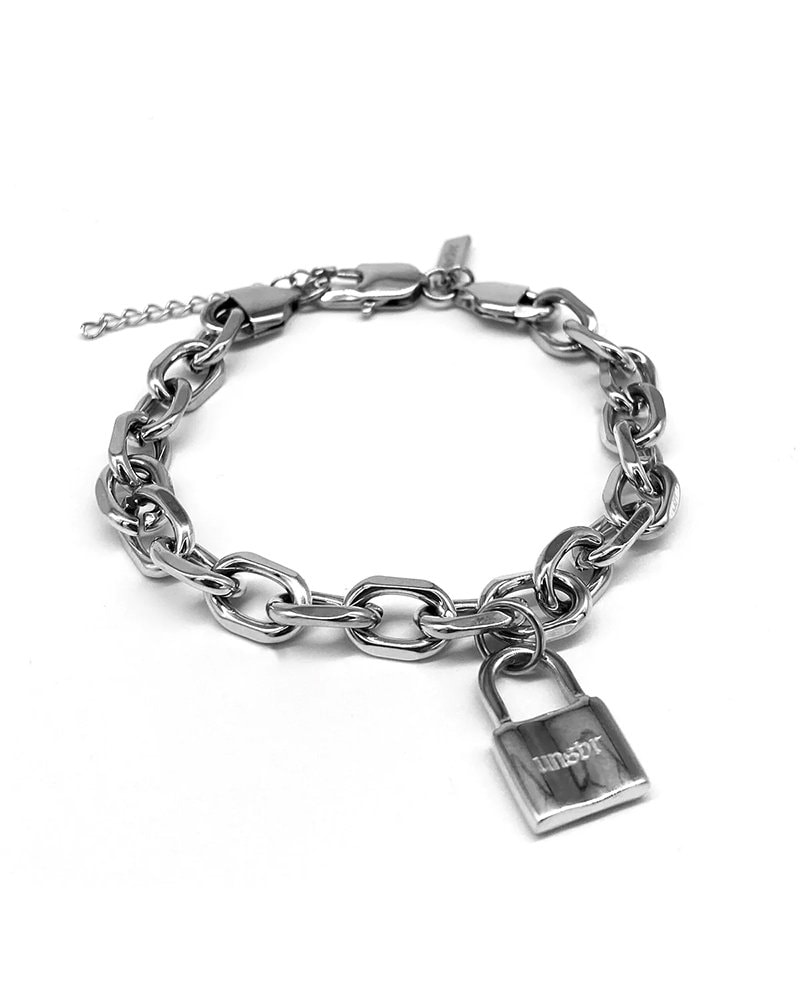 Cable Link With Lock Charm Bracelet - Crafted From Stainless