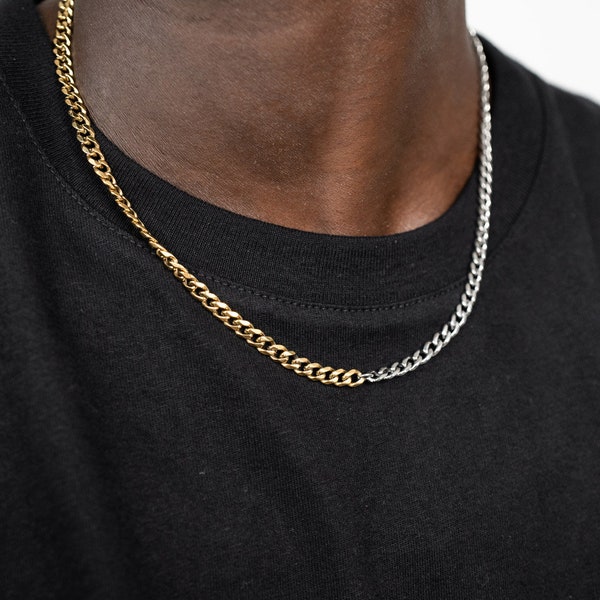Cuban Bicolor Chain 5mm - crafted from 316L Stainless Steel and 18k Gold - Unisex Jewelry for Men and Women Cuban Chain by UNSHINEBAR
