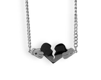 808 Collar Heartbreak con colgante fabricado en acero inoxidable y oro de 18k - Collar Heartbreak Broken Heart Unisex para Hombre y Mujer de UNSHINEBAR