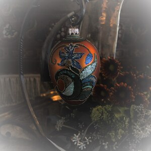 Wildflower Lily on Copper Glass Egg. Heirloom quality image 2