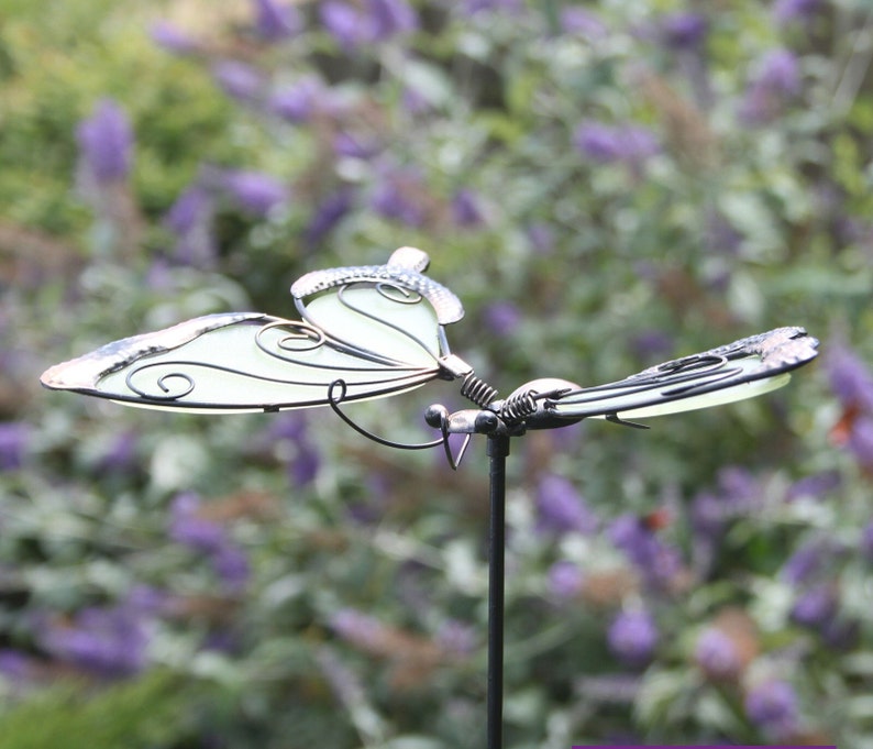 Glass Wing Glow in the Dark Butterfly Dragonfly Stake Outdoor Stake Ornament Decor Butterfly Insect Garden Gifts for Mum image 3