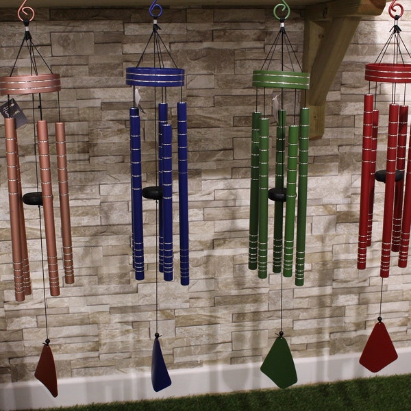 Chorus Musical Wind Chime - 40 inch - Hand Crafted Garden Sculpture Ideal Gift - Blue Green Red Rose Gold - Music Chime Outdoor Ornament