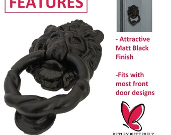 Vintage Lion Head Door Knocker - Black Cast Iron Decorative Hardware For Classic - View #10