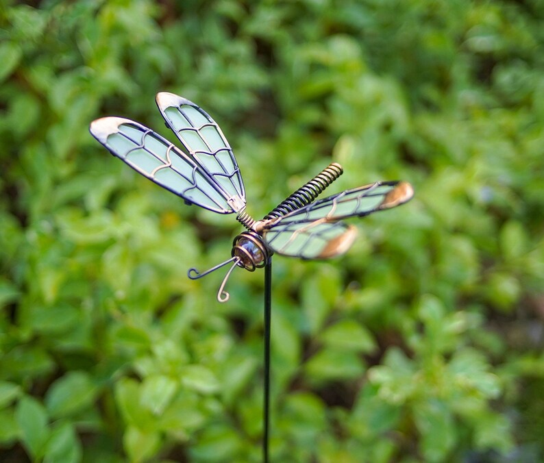 Glass Wing Glow in the Dark Butterfly Dragonfly Stake Outdoor Stake Ornament Decor Butterfly Insect Garden Gifts for Mum image 1