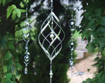 Stainless Steel Spiral Wind Spinner Single, Double, Triple - Outdoor Garden Decor Kinetic Metal Hanging Ornament Wind Sculpture
