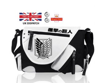 Attack on Titan Scout Logo Anime Shoulder Bag - Black and White - United Kingdom