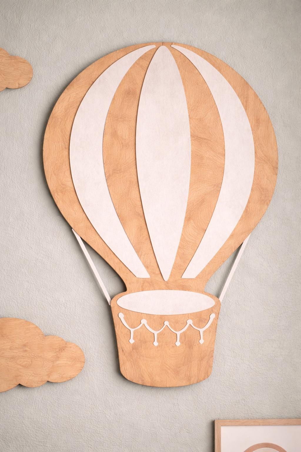 Hot Air Balloon Nursery Wall Art Set, Large Cloud and Bird Decor ...
