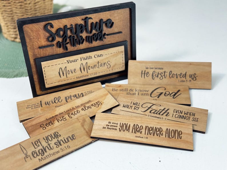 Scripture Blocks Personalized Scripture of the Week Sign, Interchangeable Bible Verse ...
