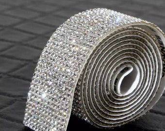 Self Adhesive Crystal Rhinestone Sticker Tape Diamond Ribbon | Adhesive Bling Crystals, Rhinestone Sheet For Crafts, Car, Phone Decorations