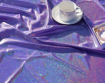 Stretch Iridescent Fabric, Shiny, Laser Fabric, Glitter Fabric, Holographic Fabric for Dress, Mask, Decoration