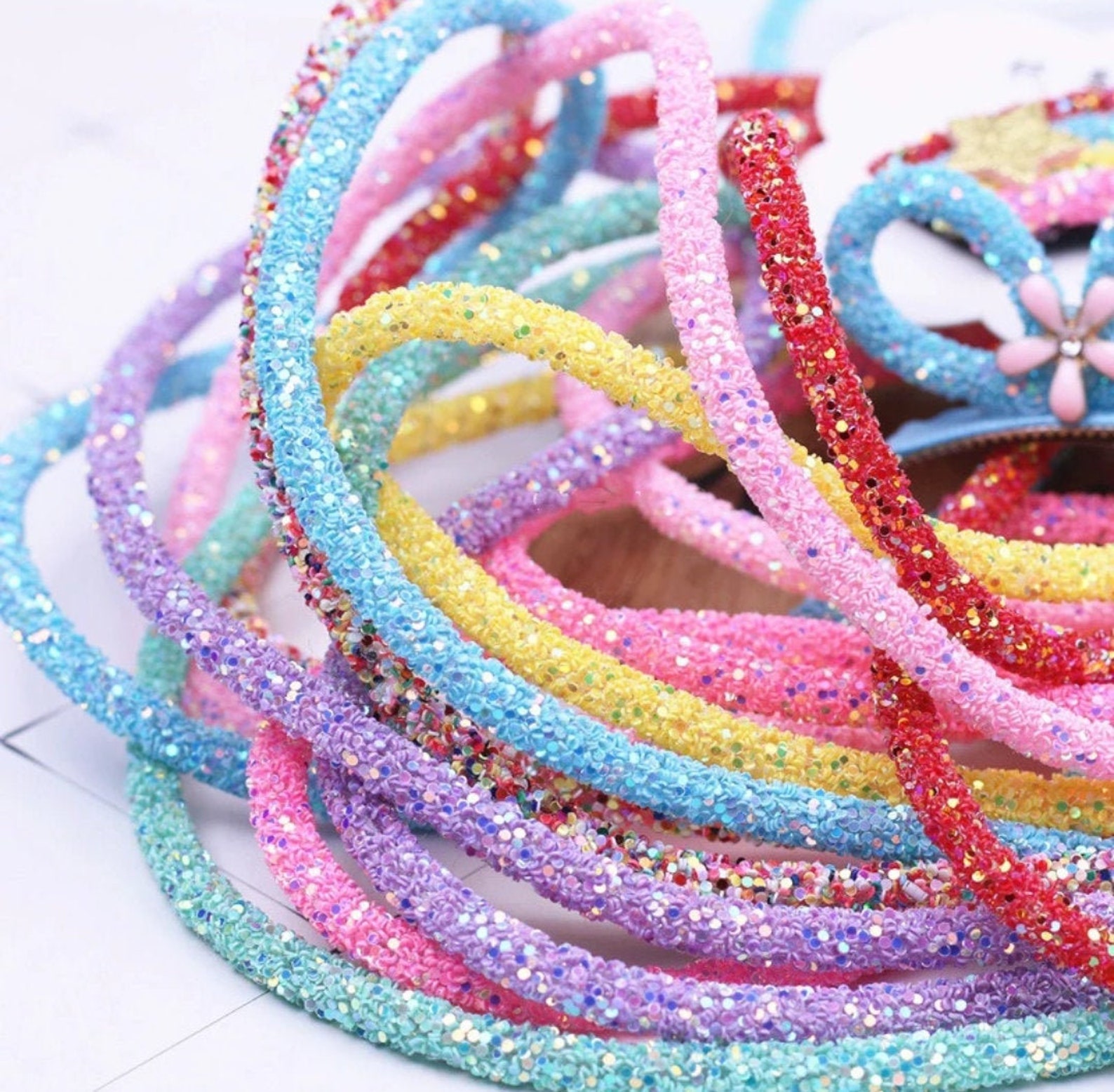 1 Yard Resin Sugared Glitter Rhinestone Rope Tube Crystal Cord Etsy UK