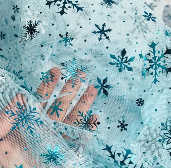Snowflake Printed Iridescent Tulle Fabric Organza Net Fabric
