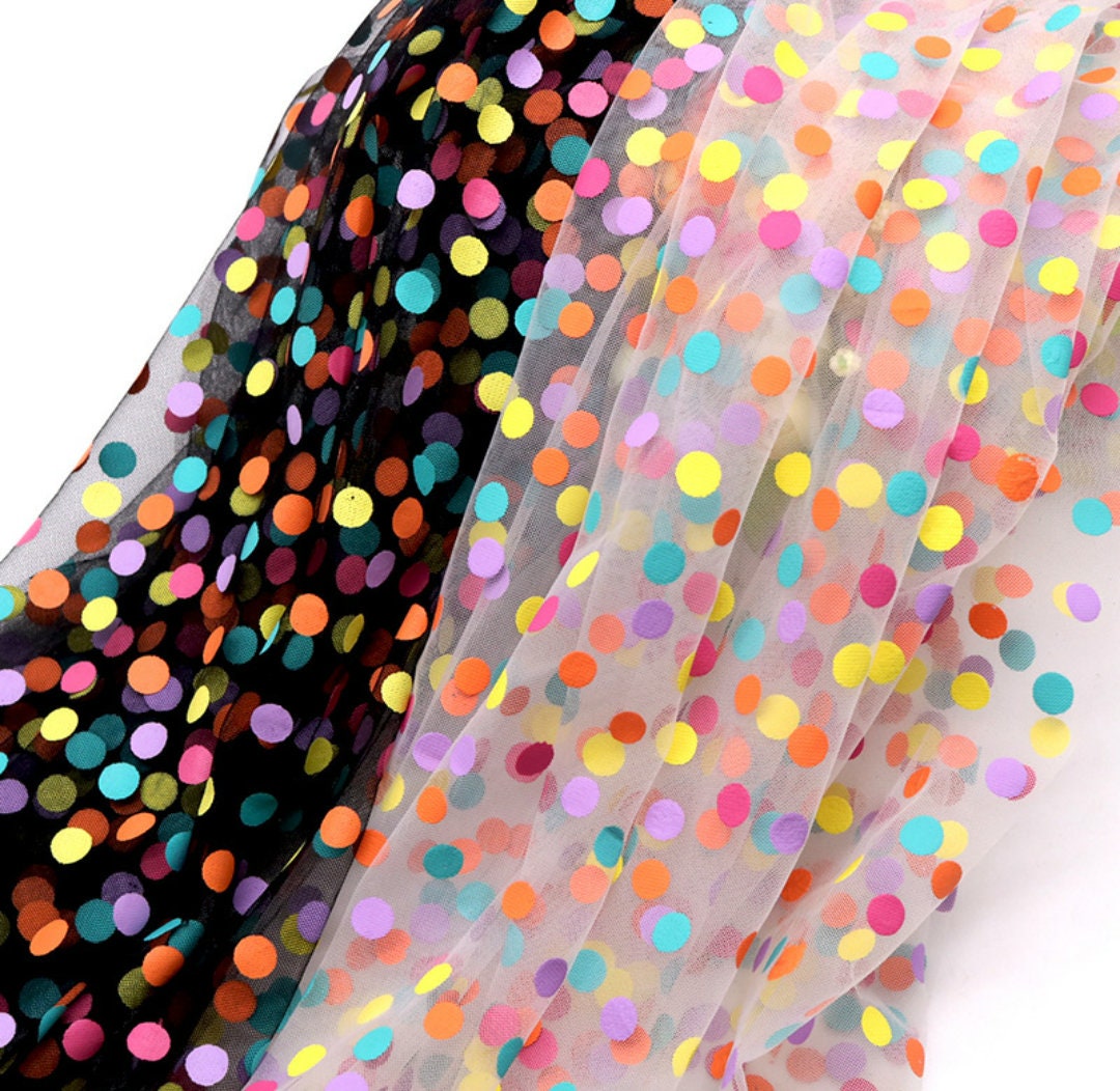 Rainbow Polka Dot Tulle Fabric Fabric by the Yard Mesh Fabric Tulle ...