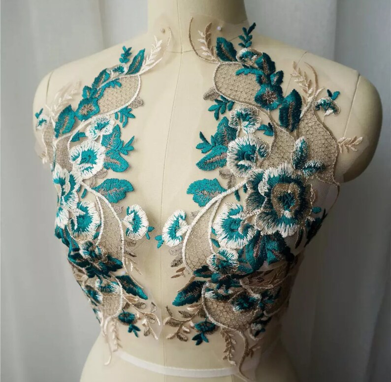 Green Floral Embroidered Applique for Dress Dance Wear Dance Etsy