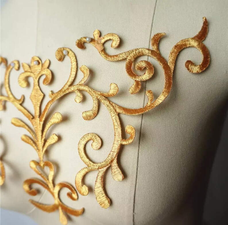 Gold Embroidered Applique Sewon Applique Gold Baroque Etsy