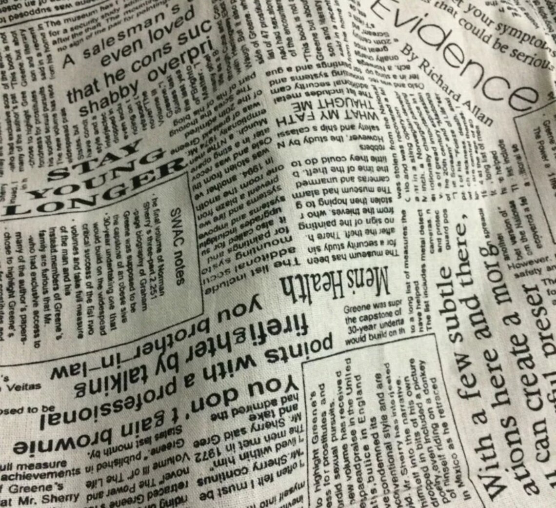 Retro Vintage Newspaper Fabric Cotton Fabric Newspaper Etsy UK