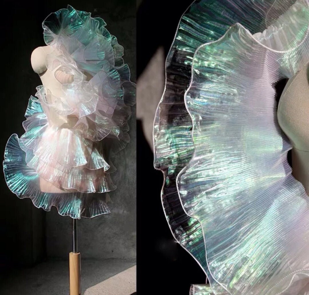 Transparent Gradient Lace Trimming Organza, Iridescent Fabric Lace ...