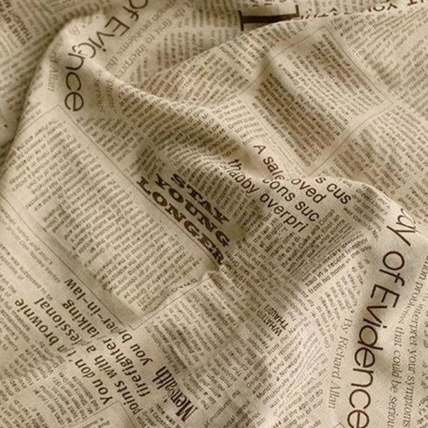 Retro, Vintage Newspaper Fabric | Cotton Fabric | Newspaper Print Fabric | Printed Fabric | Text Fabric by The Yard