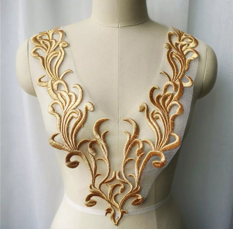 Gold Embroidered Applique Floral Sequin Beaded Applique - Etsy