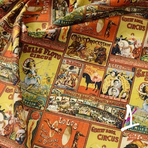 Retro Cotton Fabric | Vintage Cotton Fabric By The Yard | Retro Prints | Fabric By The Metre | Sewing Fabric For Bookbinding, Upholstery etc