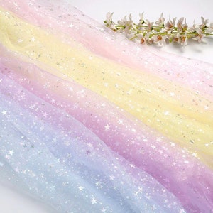 Sparkly Glitter Star Printed Tulle Fabric | Fabric for Dresses | Fabric for Decorations | Tulle Dress | Tulle Skirt | Mesh Fabric