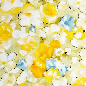 Yellow Floral Printed Rayon Fabric | Soft Viscose Material Fabric | Sewing Fabric | Flower Print Fabric For Dress | Fabric by the Yard