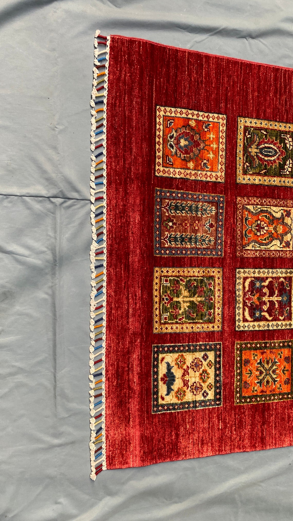 172x116cm Roter Ayna Teppich handgeknüpftAfghanischer | Etsy